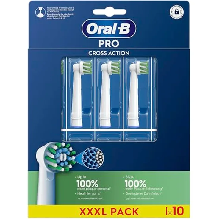 Oral-B Pro Cross Action Ersatzköpfe, 10 Stück, X-förmige Borsten für optimale Plaque-Entfernung