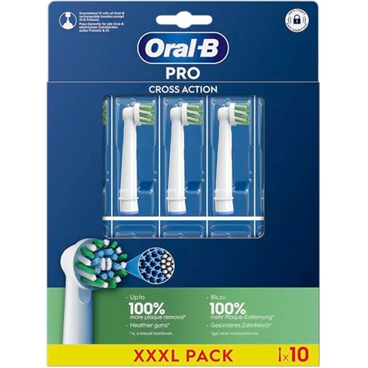 Oral-B Pro Cross Action Ersatzköpfe, 10 Stück, X-förmige Borsten für optimale Plaque-Entfernung – Bild 1