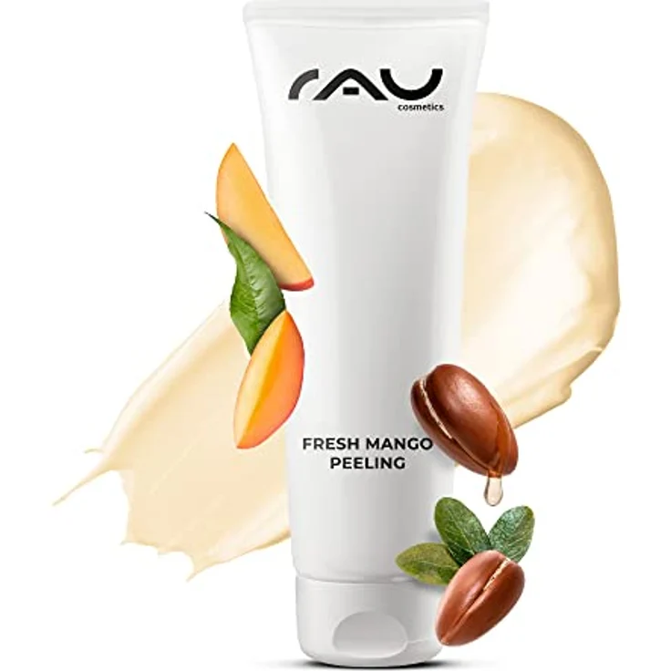 RAU Cosmetics Enzympeeling Fresh Mango Peeling 75 ml- Peeling gegen Mitesser, Pickel - Regenerationsbooster für Unreine, Reife, Trockene Haut & Neurodermitis - Zitronensäure, Vitamin C, Vitamin E – Bild 1