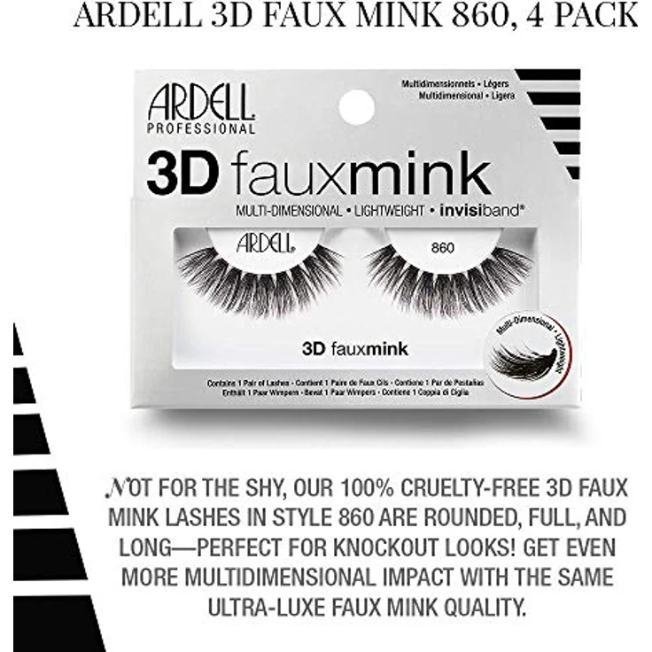 Ardell 3D Faux Mink 860 Mehrschichtige falsche Wimpern 1 St. Farbton Black – Bild 4