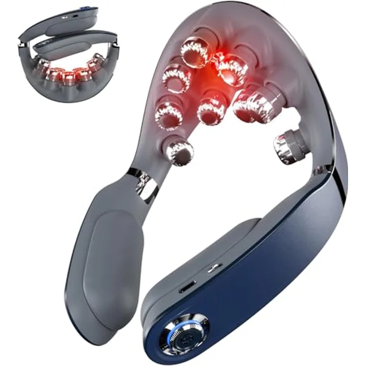 SKG G7 Pro Fold, faltbares Nackenmassagegerät mit 9-Kopf-Vibrationsmassage, Wärmefunktion und APP-Steuerung, kabellos tragbar, nur 270g