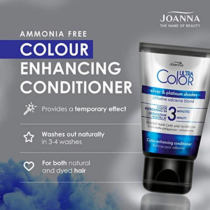 Joanna Ultra Color - Farbschutz-Spülung Conditioner in Silber- und Platinfarben für Natürliches und Gefärbtes Haar - Ammoniakfrei - Farbauffrischung und -intensivierung in 3 Minuten - 100 ml – Bild 4