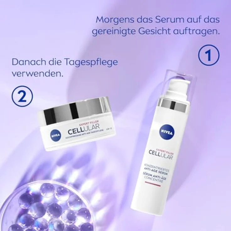 NIVEA Cellular Expert Filler Konzentriertes Anti-Age Serum, Hyaluron- und Folsäure, für jünger aussehende Haut (40 ml) – Bild 5