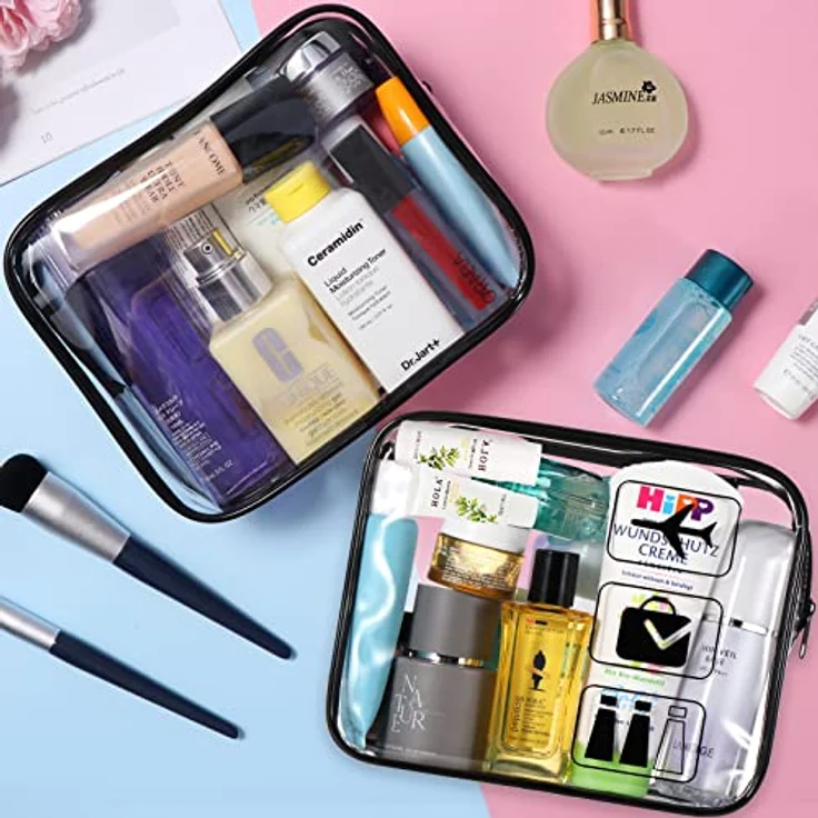Oderra Kulturbeutel Transparent, 2 Stück Kosmetiktasche Durchsichtig, TSA-geprüft Handgepäck Kulturtasche, reisezubehör von Flüssigkeiten Damen & Herren – Bild 3