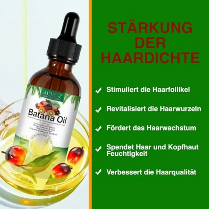P-Beauty Bio Batana Öl 60ml, veganes Pflegeöl für Haarwuchs, Haut- und Nagelpflege, kaltgepresst, für alle Haartypen, gegen Haarausfall und Spliss – Bild 3