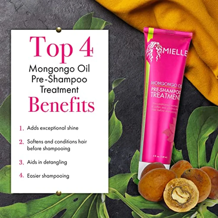Mielle Organics Mongongo Oil Pre-Shampoo Treatment, 148 ml, Pflegeöl für alle Haartypen, Weiß – Bild 3