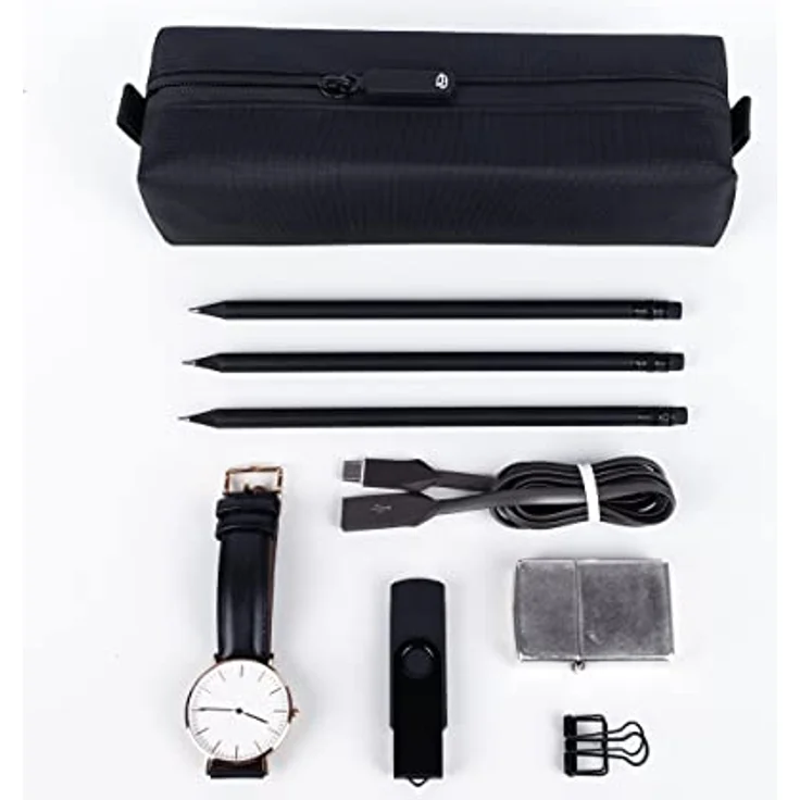 Comfyable Herren Kleine Kulturtasche wasserdichte Mini-Waschtasche Federmäppchen Essentials Bag Dopp Kit Tasche für Electronics Engineering Gym, Schwarz – Bild 5