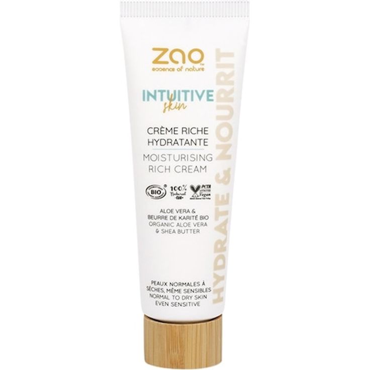 Zao Moisturising Rich Cream, Gesichtscreme für Damen mit Sheabutter und Aloe Vera, 50 ml, vegan und bio-zertifiziert