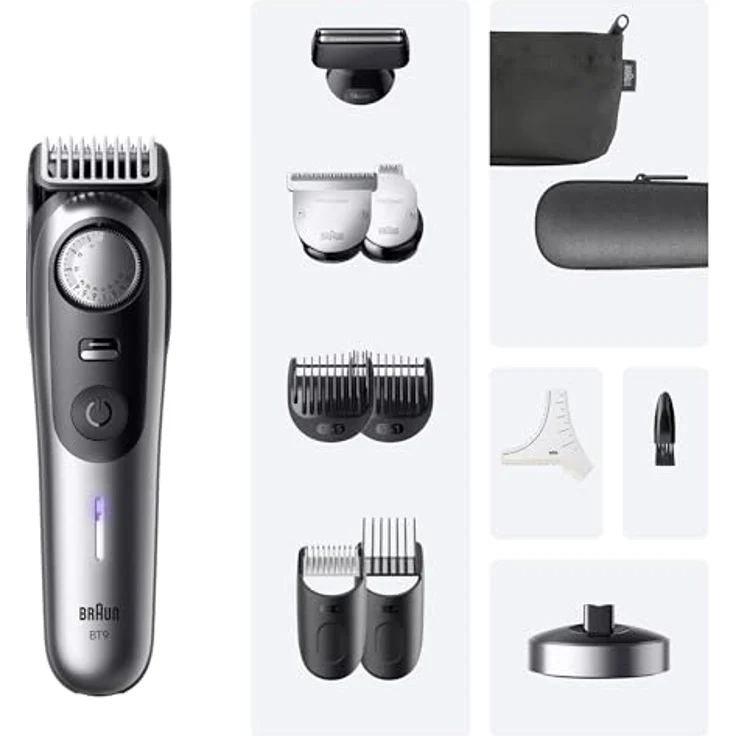Braun BT9560 Bartschneider – 0-20 mm, 50 Schnittstufen, Edelstahlklingen, 180 Min. Akkulaufzeit, 4 Kämme, Präzisionstrimmer – Bild 6