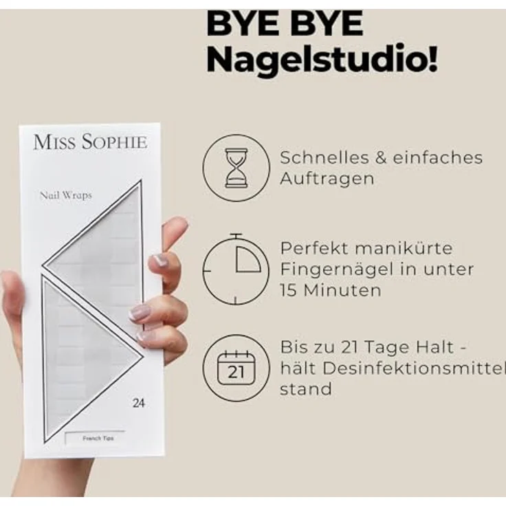 Miss Sophie Nagelfolie French Tips Nageldesign 24 Stück – Bild 2