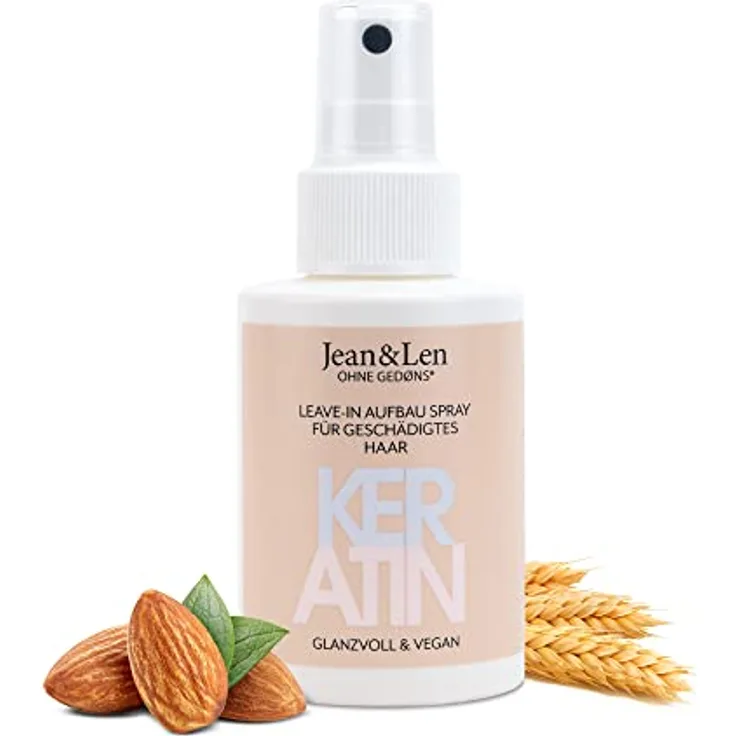 Jean & Len Leave-In Aufbauspray, pflegt geschädigtes Haar, mit Phyto-Keratin Bausteinen & pflanzlichen Proteinen, verleiht dem Haar neuen Glanz, ohne Parabene und Silikone, 100 ml