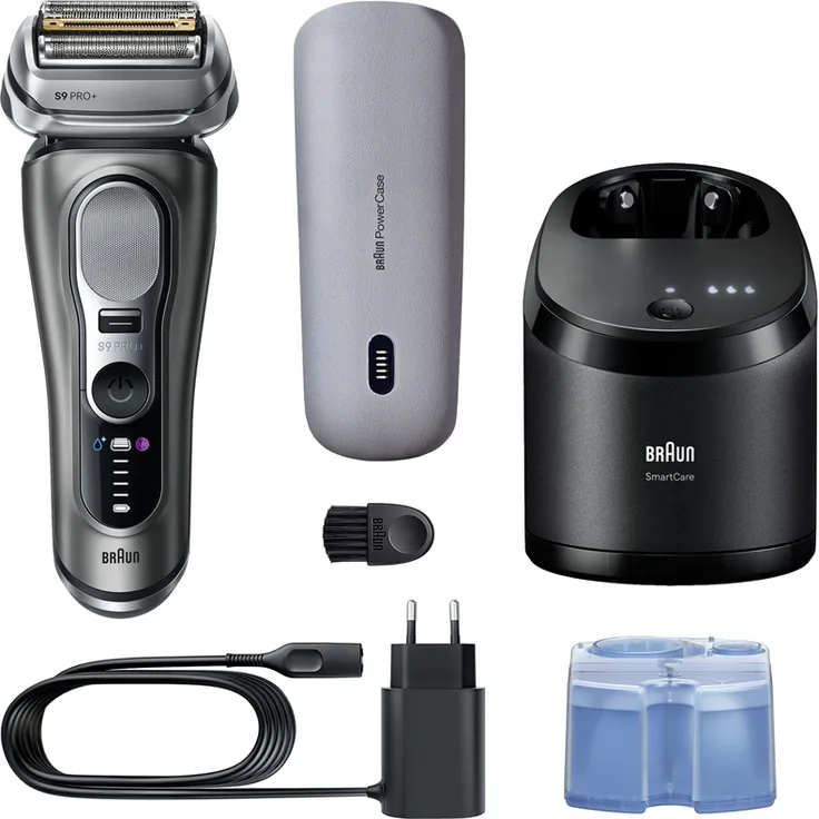 Braun Series 9 PRO+ 9675cc Folienrasierer – Bartdichte-Sensor, 60 Min Laufzeit, inkl. Etui & Reinigungsstation
