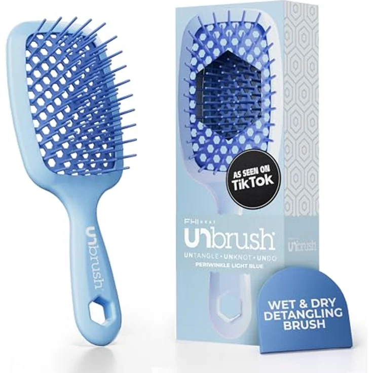 FHI Heat UNbrush Entwirrungsbürste, schmerzfrei für nasse und trockene Haartypen, DuoFlex-Antistatikborsten, leichter Griff, belüftet, Blauviolett – Bild 1