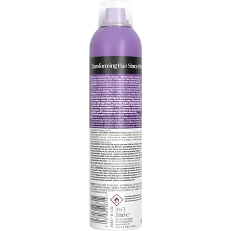 John Frieda Frizz Ease Regenschirm Haarspray, 250 ml, Anti-Frizz mit 24h Halt, vegan, für alle Haartypen – Bild 2