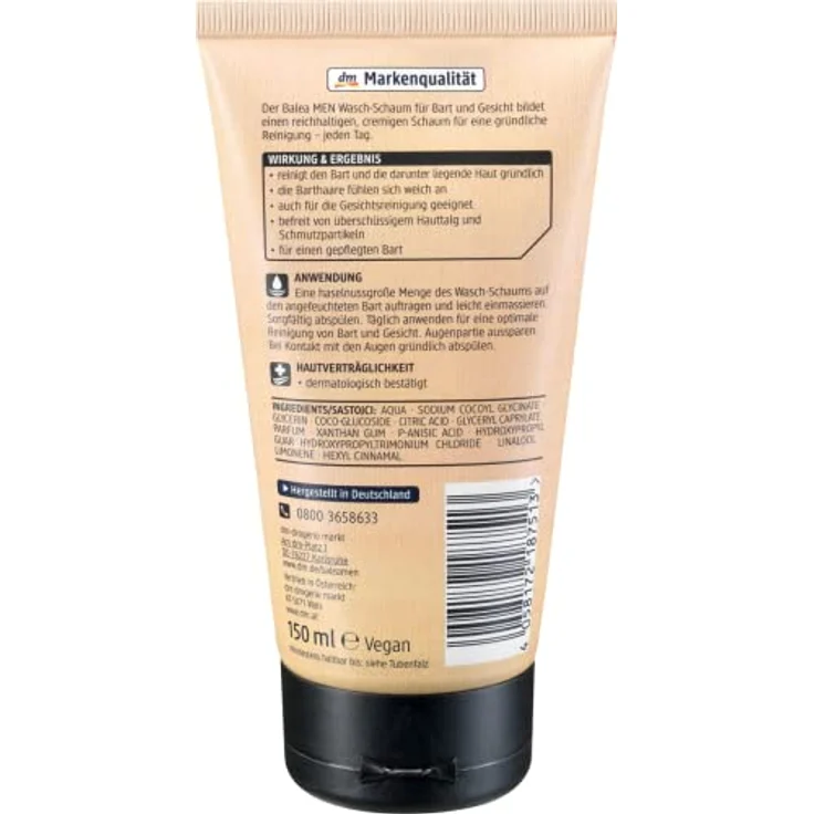 Balea MEN Bart-Waschschaum für Barthaare & Gesicht, 4er-Pack (4 x 150 ml) – Bild 4