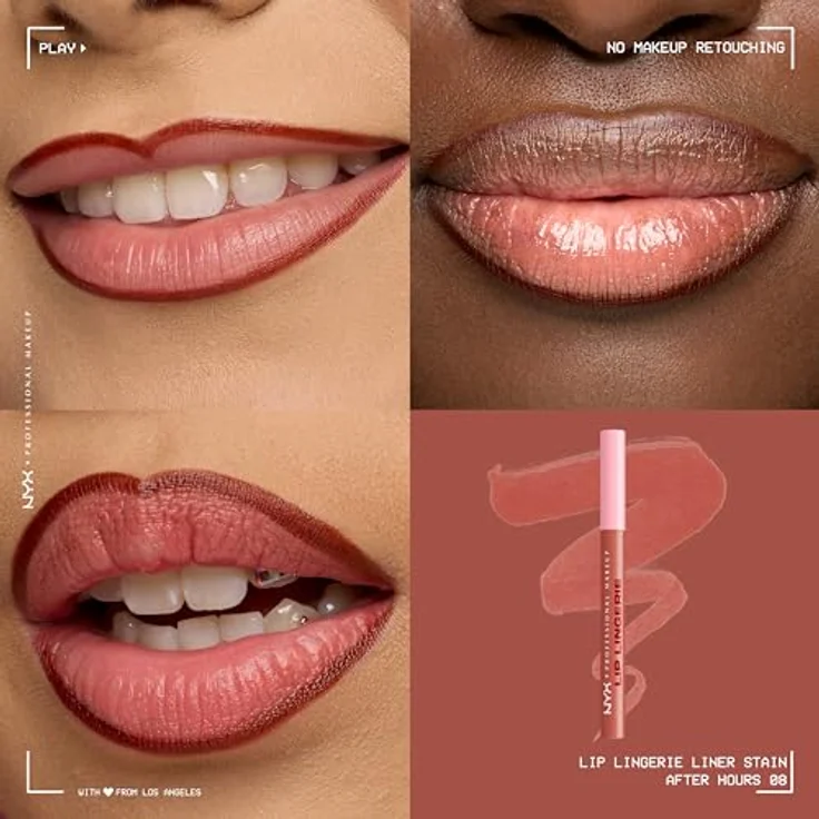 NYX Professional Makeup Lip Lingerie Lipliner Stain, wasserfester & wischfester Präzisions-Lipliner für Nude-Looks, Farbe: After Hour – Bild 3