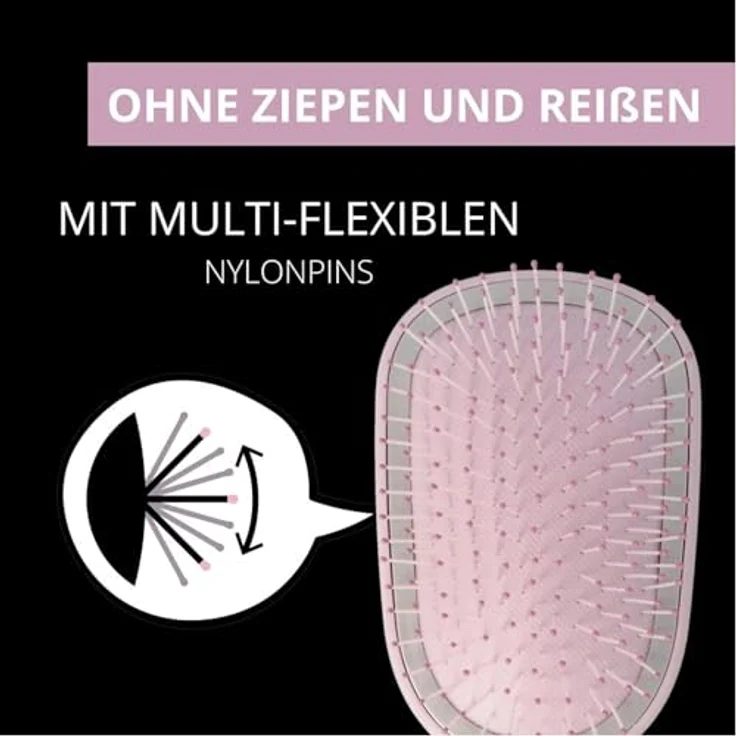 PARSA Beauty LOV.U Entwirrbürste Wet & Dry Rosa - MultiFlexible Nylonpins, schmerzfreies Bürsten - Nasses & trockenes Haar - Abgerundete Kunststoffstifte, außergewöhnliches Kämmgefühl - 10 x 5 x 1,3 cm – Bild 3