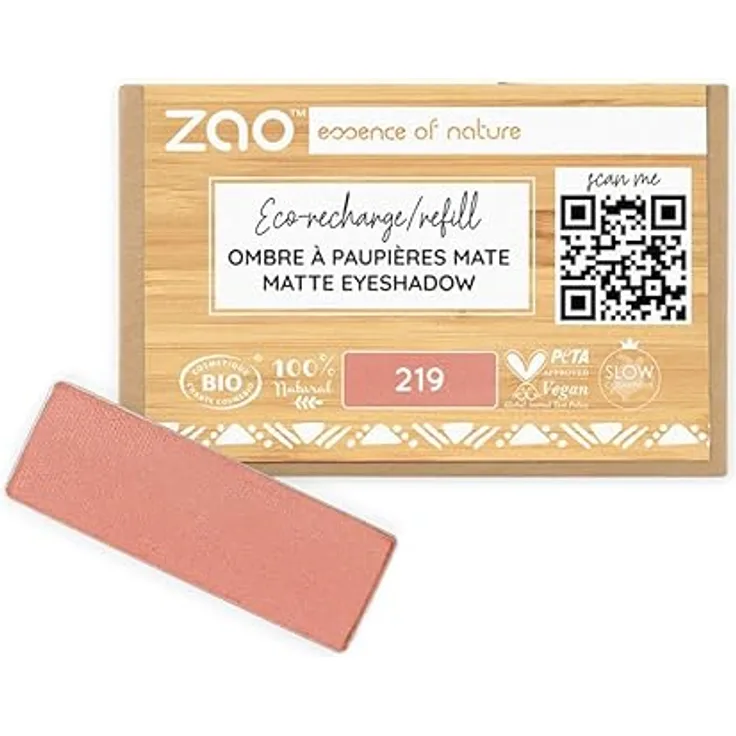 Zao Matt Eyeshadow Refill, Lidschatten 1,3 g in Olivgrün, hohe Deckkraft und Tragekomfort