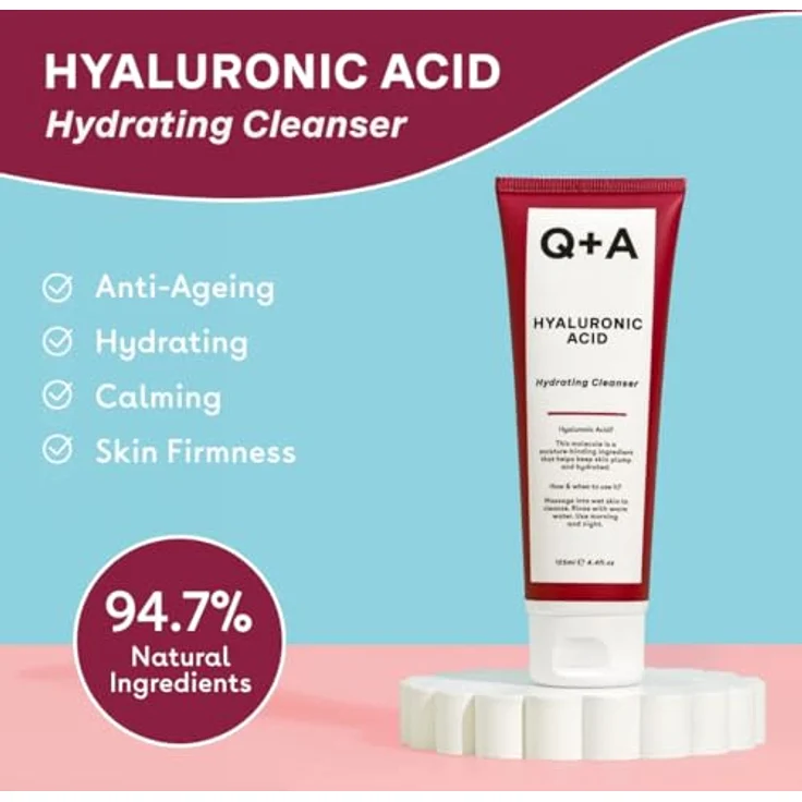 Q+A Hyaluronsäure Hydrating Cleanser, feuchtigkeitsspendende Reinigungslotion mit sanften Reinigungswirkstoffen, 125 ml – Bild 2
