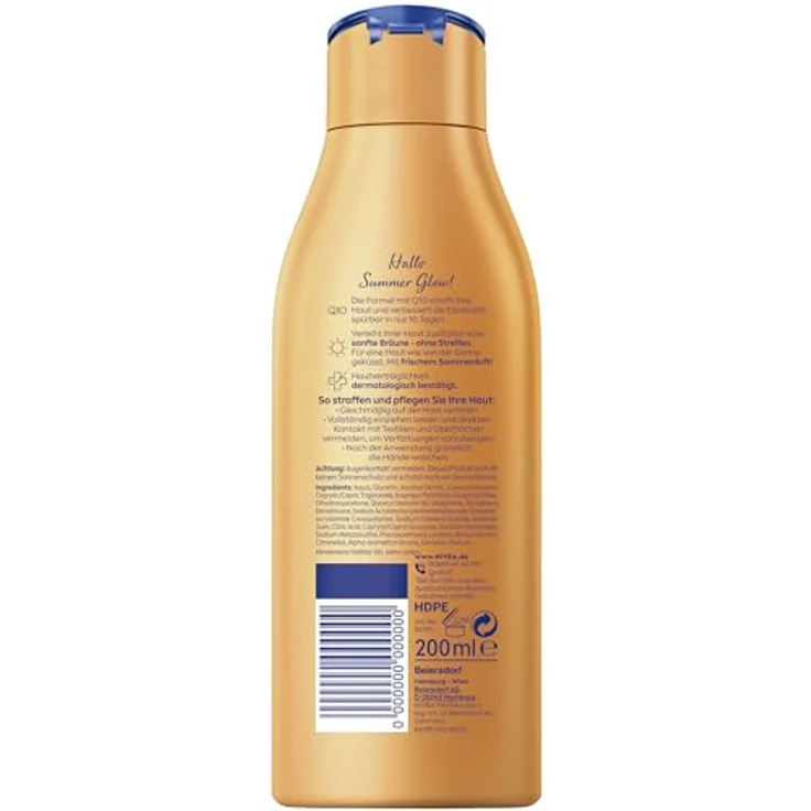 Nivea Body Lotion Straffend Bräunend Q10 200 ml Pflege Für Eine Sanfte Bräune Mit Frischem Sommerduft Straffende Anti-Age Hautpflege Mit Q10  – Bild 6