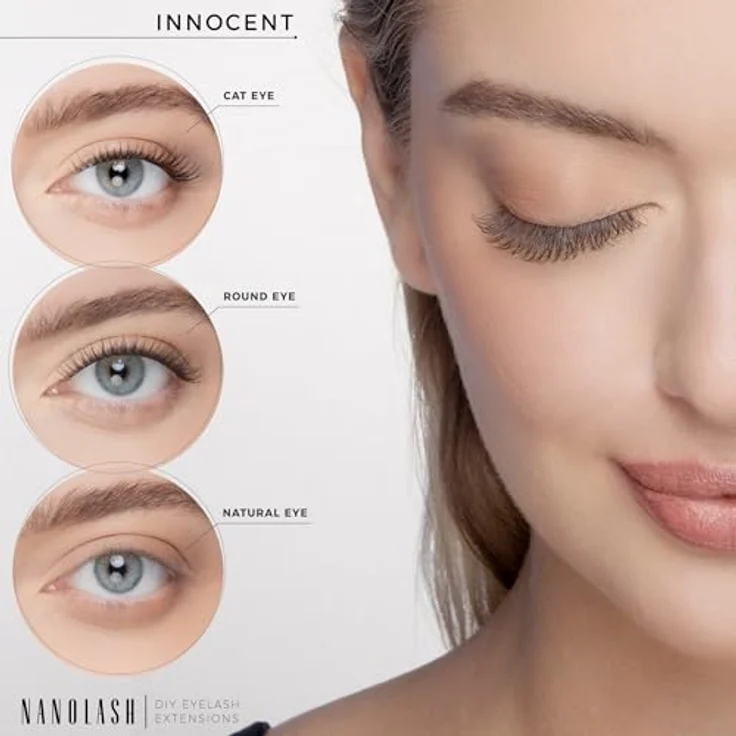 Nanolash DIY Eyelash Extensions, Knotenfreie Bündel mit selbstklebenden Wimpern, 36 St. - Dramatischer Blick, voluminöse Wimpern, Schwarz – Bild 4