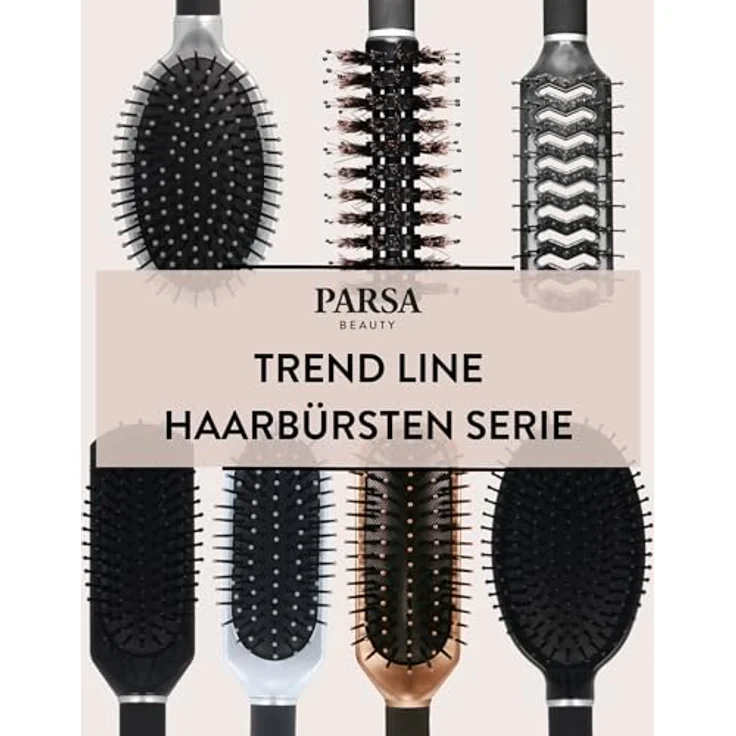 Parsa Beauty Haarbürste Trend Line Groß Oval Bürste Mit Kunststoffpins Silber – Bild 8