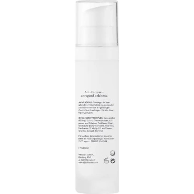 CBDVITAL CBD Urban Antiox, 125 mg Cannabidiol Gesichtscreme mit Hyaluron & Grüntee Extrakt, 50 ml, Unisex, Anti Aging, 100% vegan, BIO Naturkosmetik – Bild 5