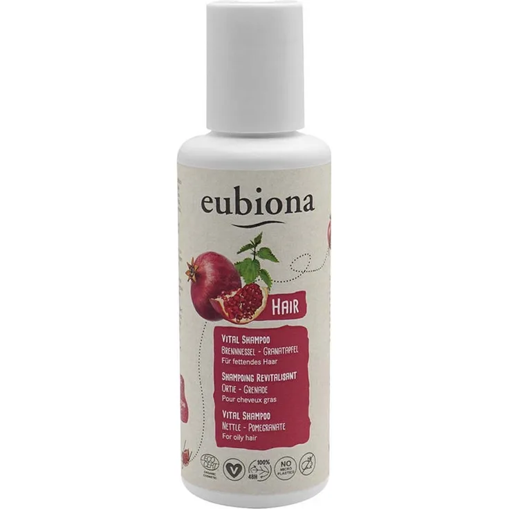Eubiona Vital-Shampoo mit Brennessel-Granatapfel, 200ml für gesundes Haarpflege