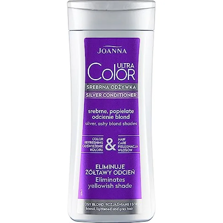 JOANNA Ultra Color Silber Spülung - Haarspülung für Frauen - Farbverbessernde Pflegespülung - Neutralisierung von Unerwünschten Gelbtönen - Erleichtert das Kämmen der Haare - Silberblondtöne - 400 ml
