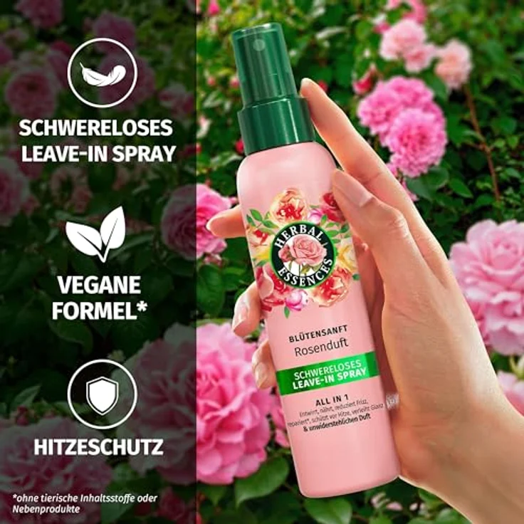 Herbal Essences Schwereloses All In 1 Leave-In Spray mit Rosenduft, 145ml, Entwirrt, Nährt, Reduziert Frizz, Schützt vor Hitze, Verleiht Glanz – Bild 4