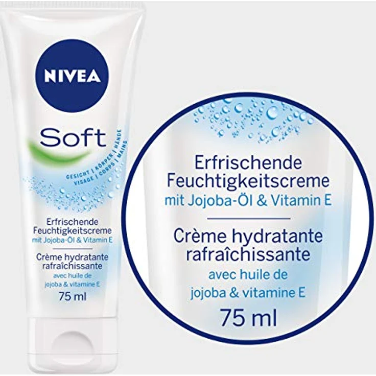 Nivea Handcreme und Seife Soft Erfrischende Feuchtigkeitscreme 75 ml  – Bild 2