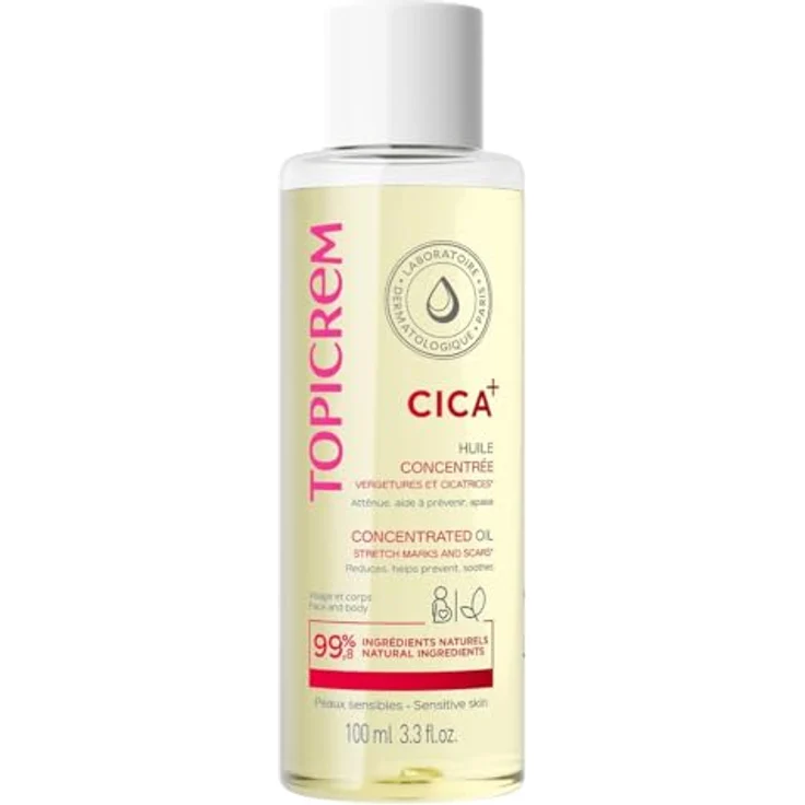 Topicrem CICA-Öl für Narben und Dehnungsstreifen, 100 ml, natürliche Inhaltsstoffe, für Schwangerschaft und Stillzeit – Bild 1
