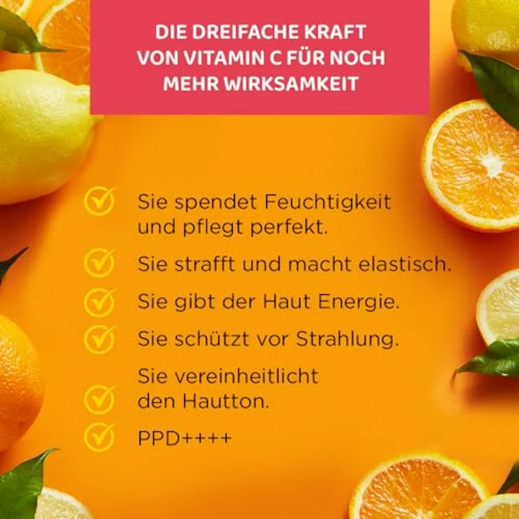 EVELINE Vitamin C 3x Action Gesichtscreme, feuchtigkeitsspendend und schützend mit SPF50, 30ml – Bild 3
