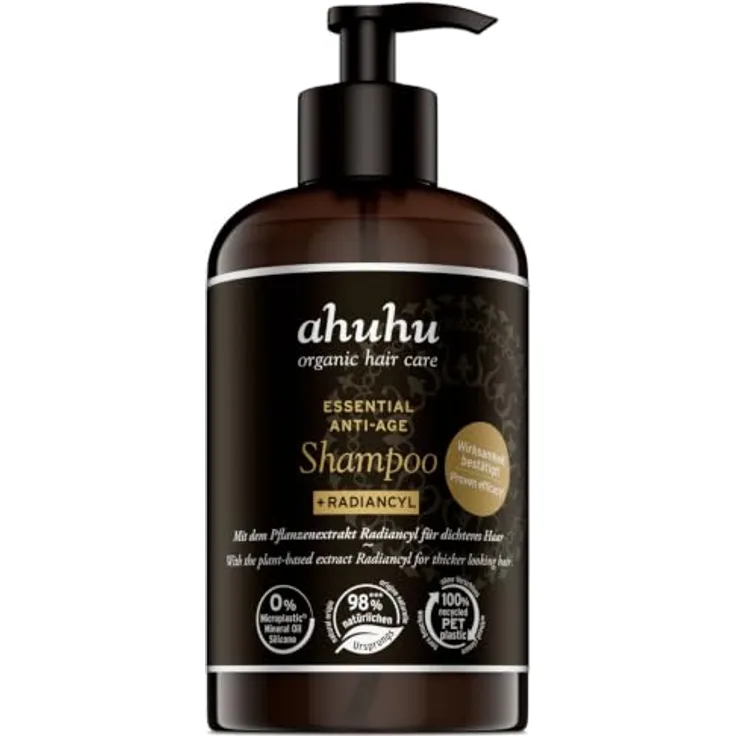 ahuhu ESSENTIAL ANTI-AGE SHAMPOO 250ML, revitalisierendes Shampoo gegen Haarausfall