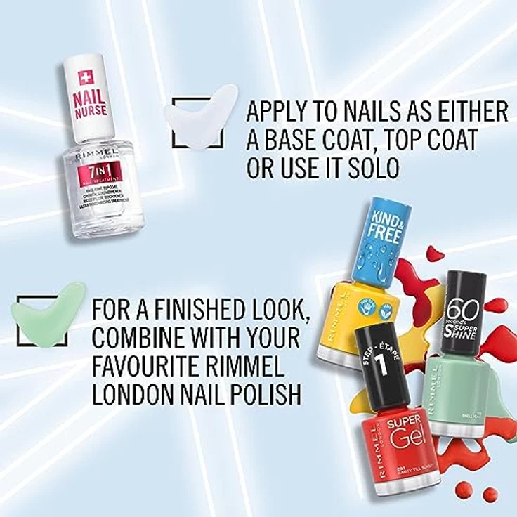 Rimmel Nail Nurse 7-in-1, Basis- und Decklack für Fingernägel mit langanhaltendem Glanz, 12 ml – Bild 8
