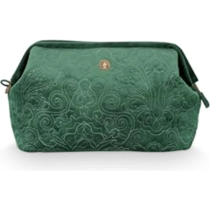 Pip Studio Kosmetiktasche Extra Groß Quiltey Days, Robustes Material, grünes Design, mit mehreren Fächern zur einfachen Organisation