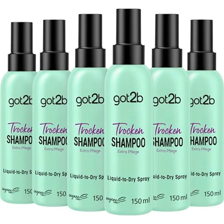 got2b Trockenshampoo Extra Pflege Liquid-to-Dry Spray, 6 x 150 ml, Trockenshampoo ohne Rückstände mit fruchtig-floralem Duft
