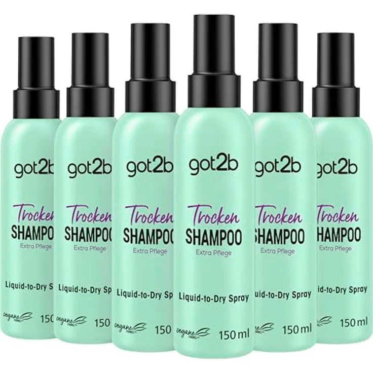 got2b Trockenshampoo Extra Pflege Liquid-to-Dry Spray, 6 x 150 ml, Trockenshampoo ohne Rückstände mit fruchtig-floralem Duft – Bild 1
