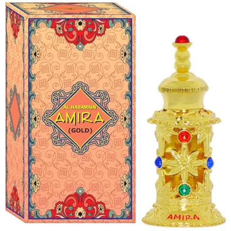 Al Haramain Amira Gold Parfümöl, 12 ml, Damenduft mit noten von Bergamotte, Orange, Jasmin, und Zedernholz