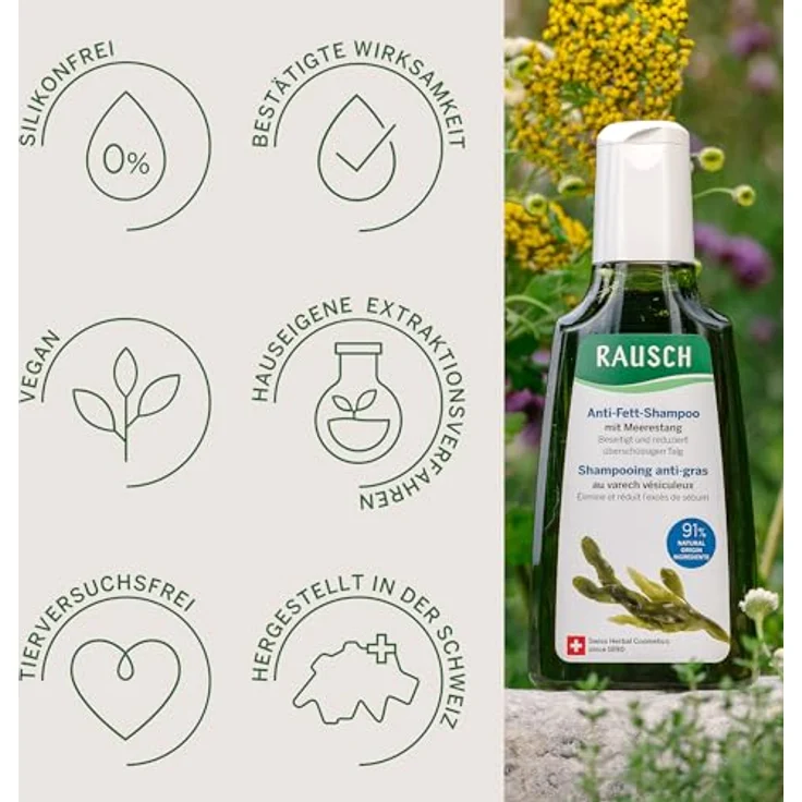 Rausch Anti-Fett-Shampoo mit Meerestang, 200 ml - effektive Fettregulierung für frisches Haar – Bild 5
