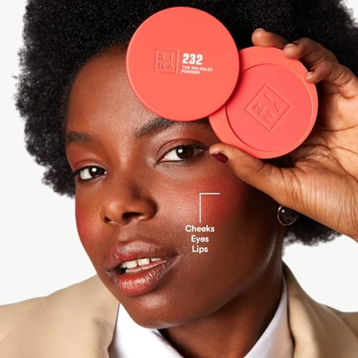 3INA The No-Rules Powder, multifunktionales Make-up für Augen, Lippen und Gesicht in Hot Coral, matte, 8 g – Bild 2