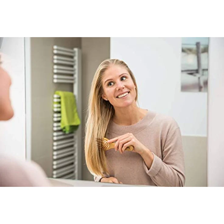 pandoo Bambus Haarbürste mit Naturborsten - Vegan - Natur-Bürste mit Bambusborsten für natürlich schöne Haare für Männer, Frauen & Kinder - Detangler – Bild 4