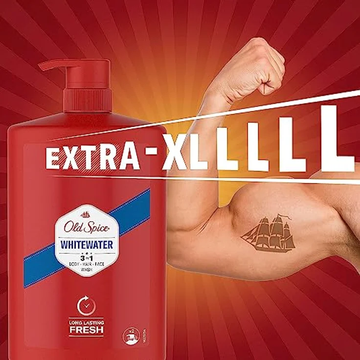 Old Spice Captain Duschgel & Shampoo Für Männer 1000 ml, 3-in-1 Körper-Haar-Gesichtsreinigung, Lang Anhaltend Frisch – Bild 2