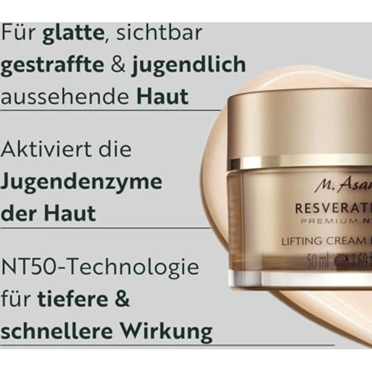 M. Asam Resveratrol Premium NT50 Lifting Crème (50ml) - Anti Aging Crème mit Resveratrol für glatte & sichtbar geliftete Haut - Hyaluron Creme, Gesichtspflege für jeden Hauttyp – Bild 2