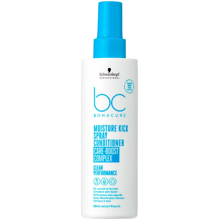 Schwarzkopf Professional BC Bonacure MOISTURE KICK Spray Conditioner, Leave-in für normales bis trockenes Haar, 200 ml, vegan, Hitzeschutz bis 230 °C