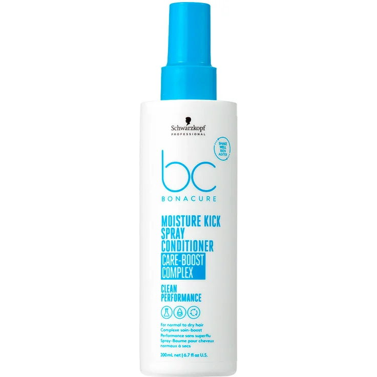 Schwarzkopf Professional BC Bonacure MOISTURE KICK Spray Conditioner, Leave-in für normales bis trockenes Haar, 200 ml, vegan, Hitzeschutz bis 230 °C