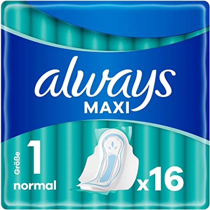 Always Maxi Binden Damen Gr. 1, Normal, 16 Stück mit Flügeln, weich, super saugfähig und geruchsneutralisierend, dermatologisch bestätigt