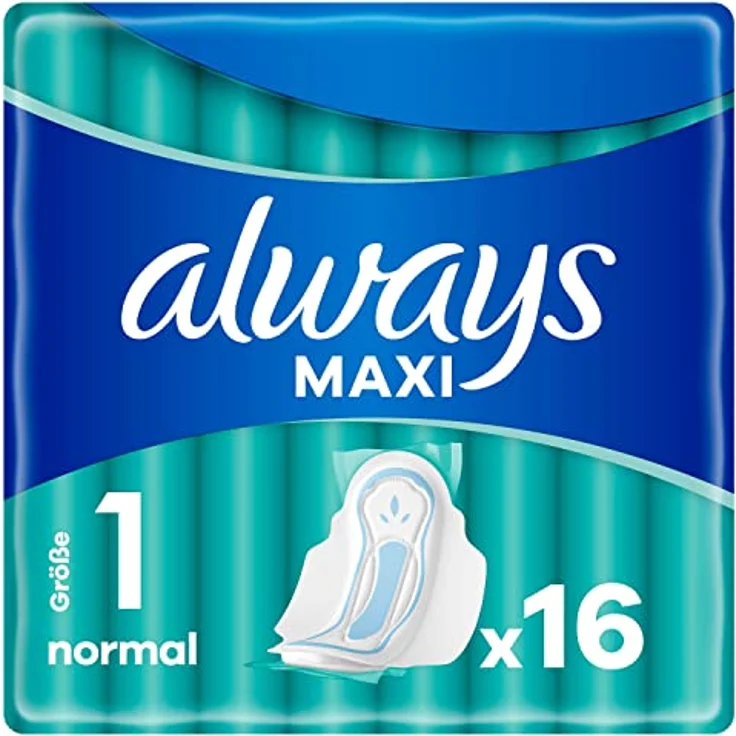 Always Maxi Binden Damen Gr. 1, Normal, 16 Stück mit Flügeln, weich, super saugfähig und geruchsneutralisierend, dermatologisch bestätigt – Bild 1