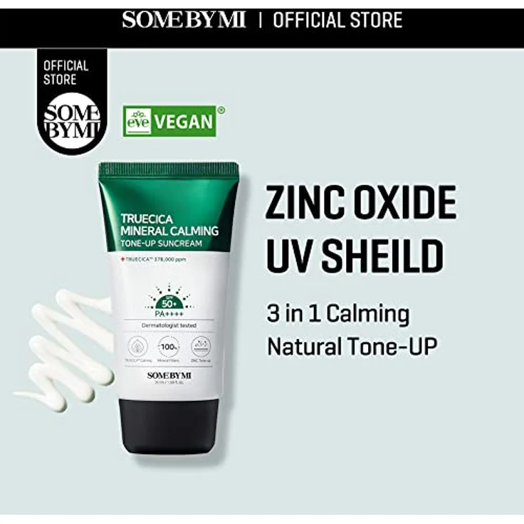 SOME BY MI Truecica Mineral Calming Tone-Up Sonnencreme / SPF50+, PA+++++ / 1,69 Unzen, 50 ml/Aufhellende und beruhigende Wirkung/Milder Sonnen- und UV-Schutz-Sonnenschutz – Bild 2