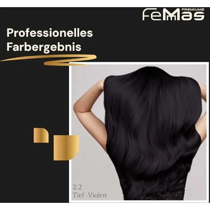 FemMas Haarfarbe 3x Tief Violett 2.2, Creme Haarfarbe mit Arganöl, Keratin & Ceramiden, als dauerhafte Färbung oder Tönung, 100 ml – Bild 2